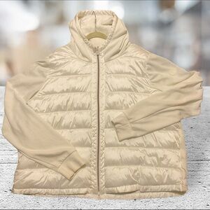 ** Save The Duck Women’s White Twill Lightweight Synthetic Down Jacket w/ Hood